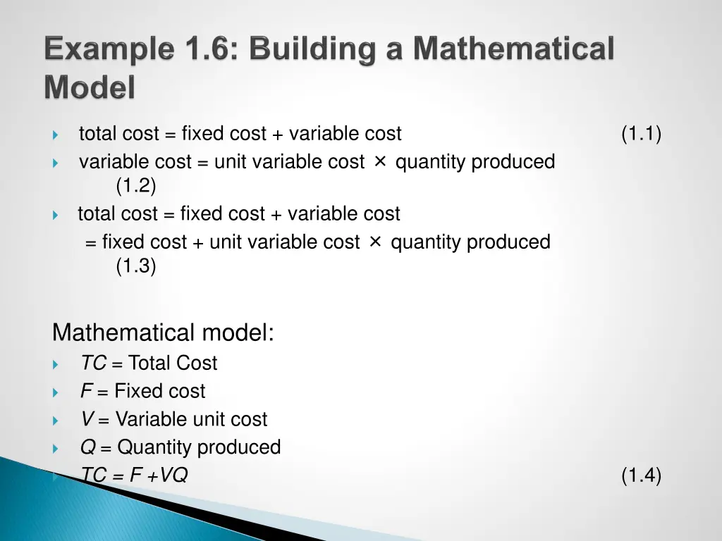 total cost fixed cost variable cost variable cost