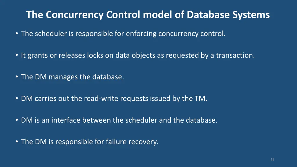 the concurrency control model of database systems 1