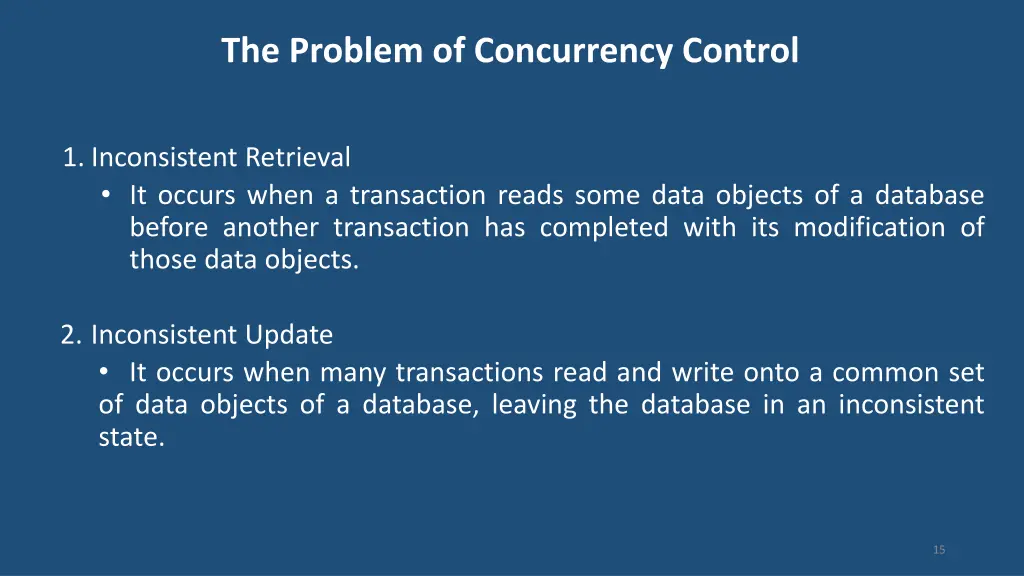 the problem of concurrency control 1
