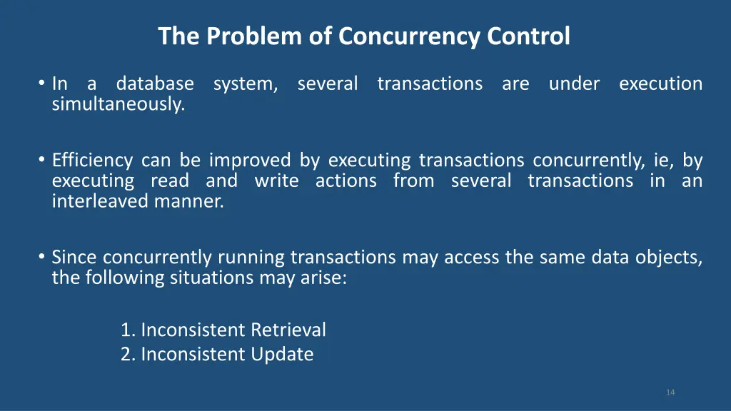 the problem of concurrency control