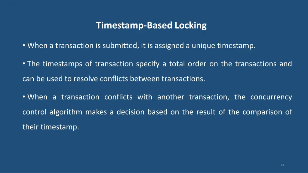 timestamp based locking