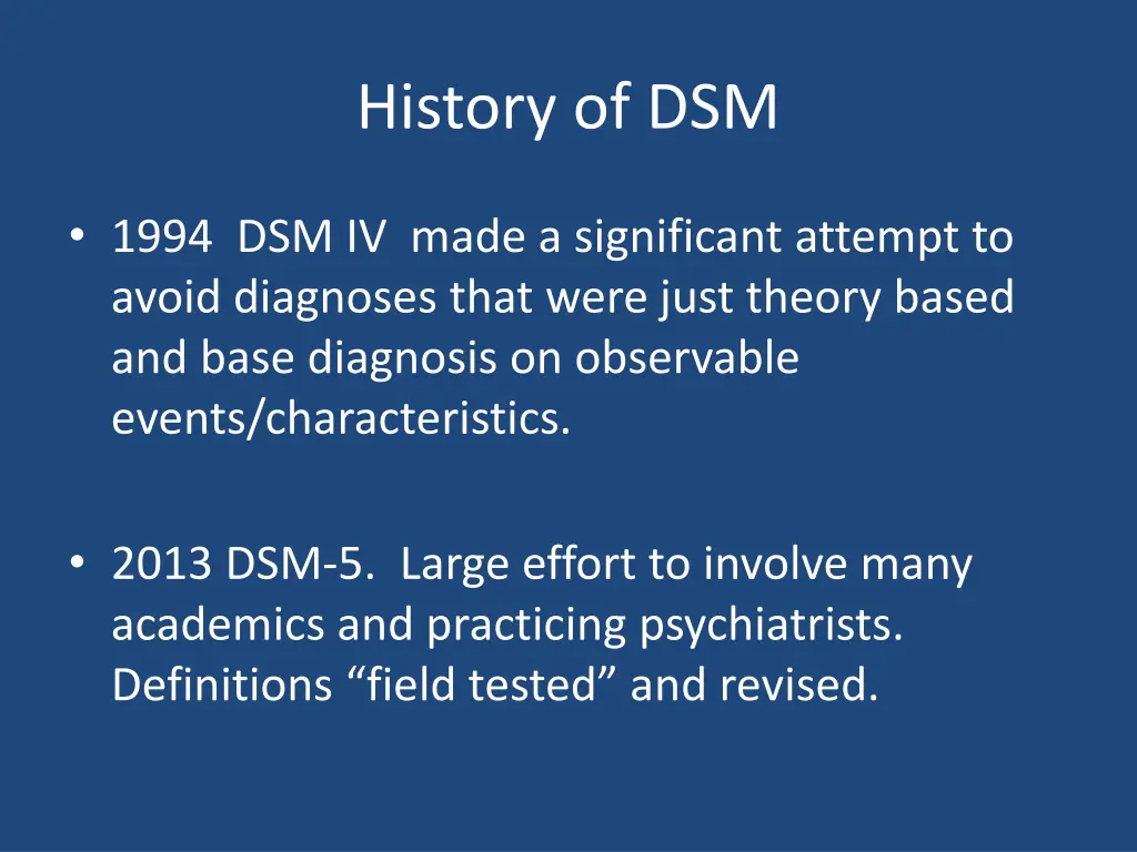 history of dsm