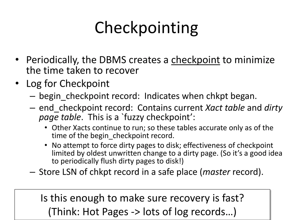 checkpointing