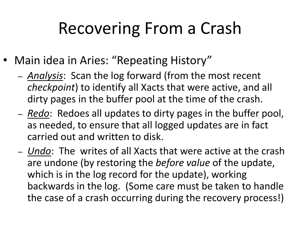 recovering from a crash