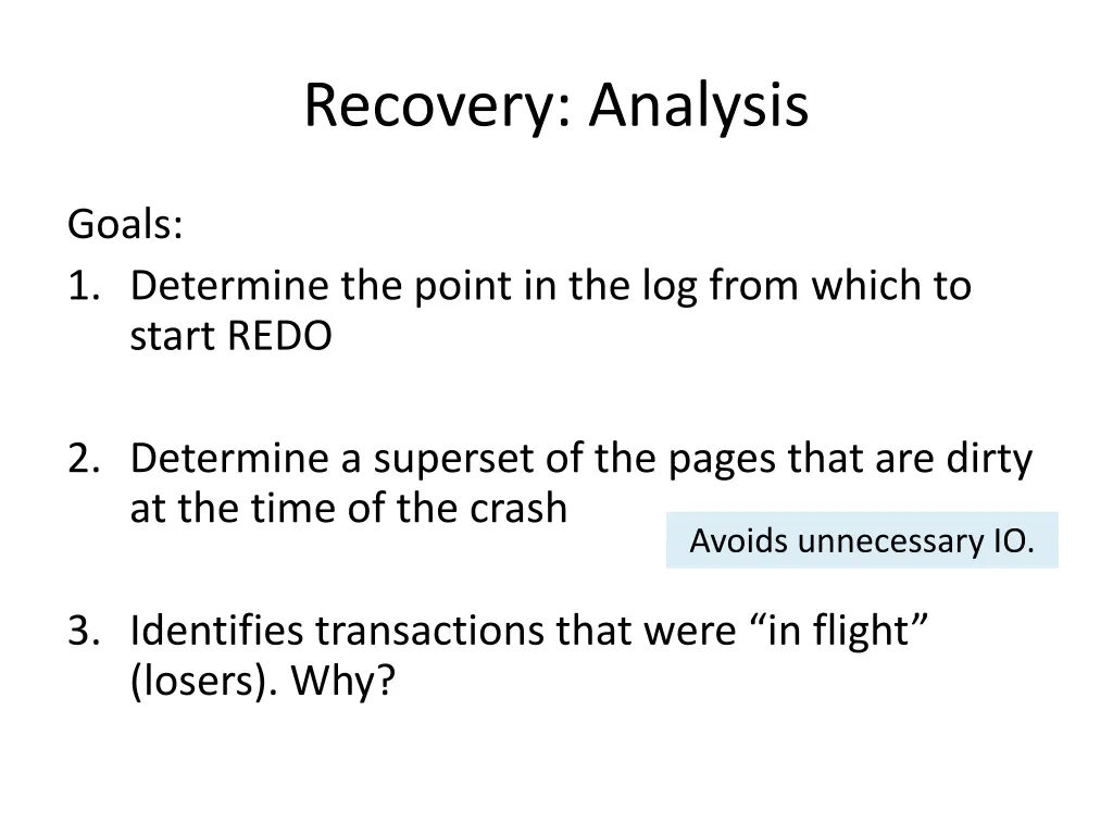recovery analysis