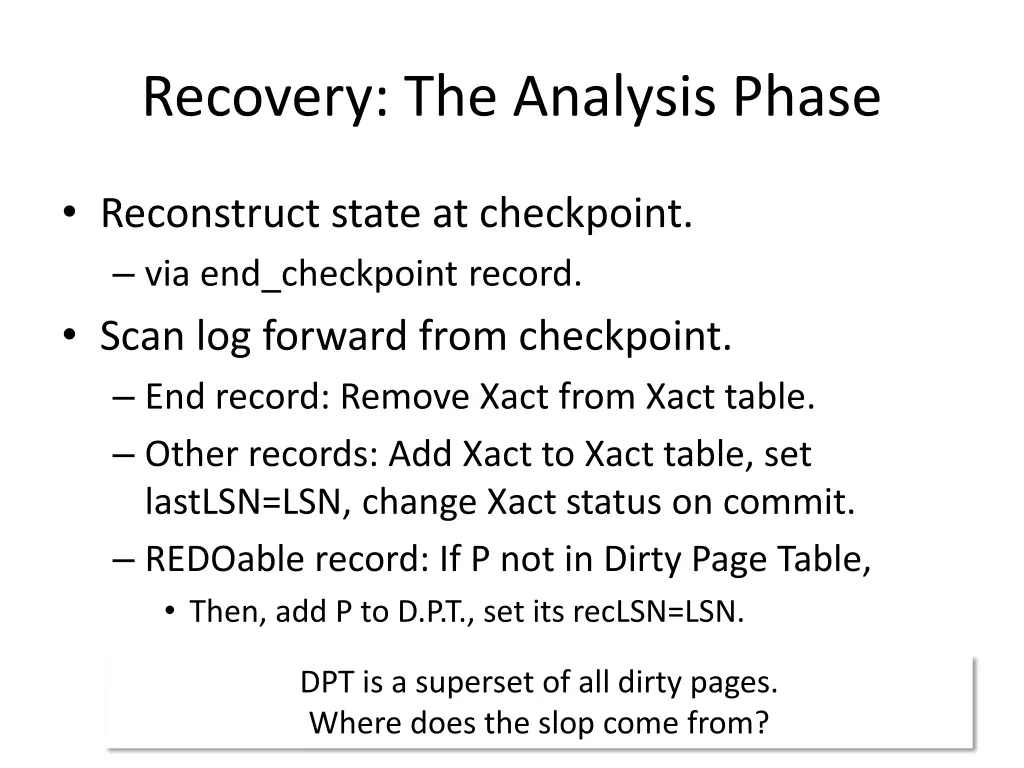 recovery the analysis phase