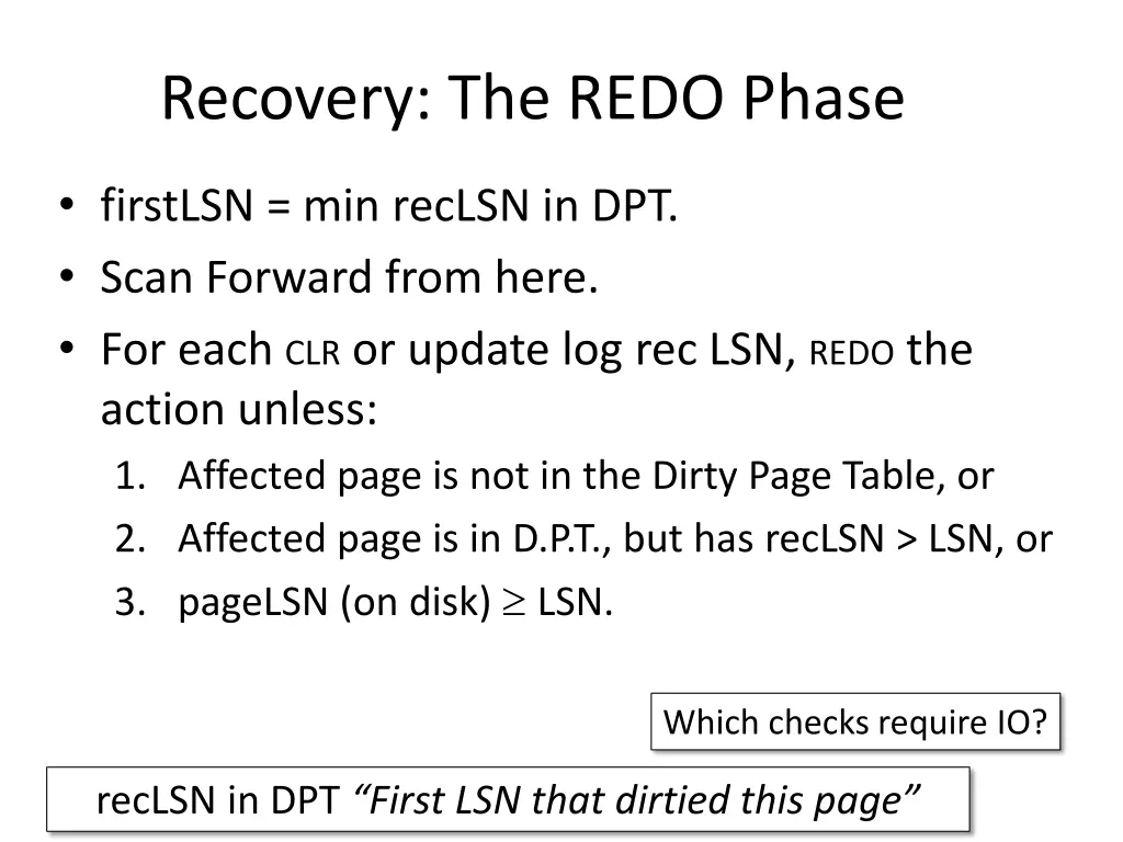 recovery the redo phase 1