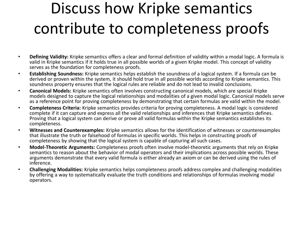discuss how kripke semantics contribute