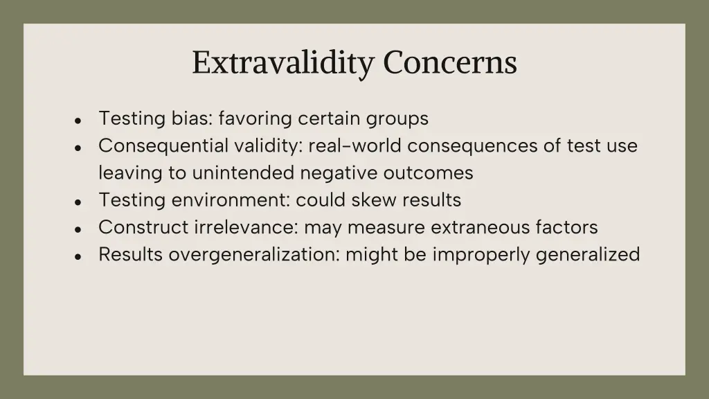 extravalidity concerns