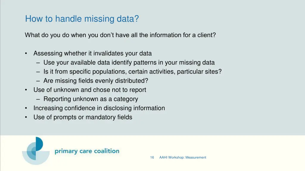 how to handle missing data