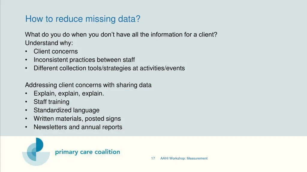 how to reduce missing data