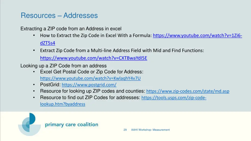 resources addresses