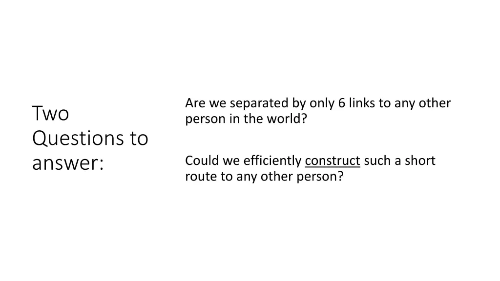 are we separated by only 6 links to any other