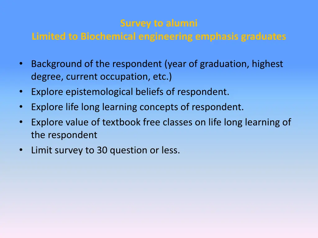 survey to alumni