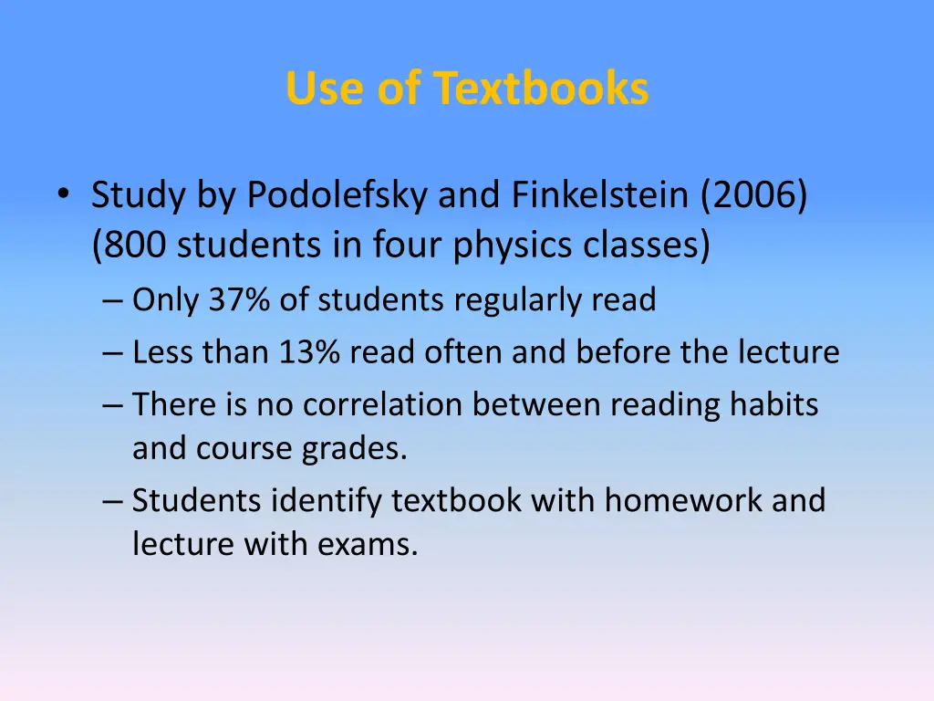 use of textbooks