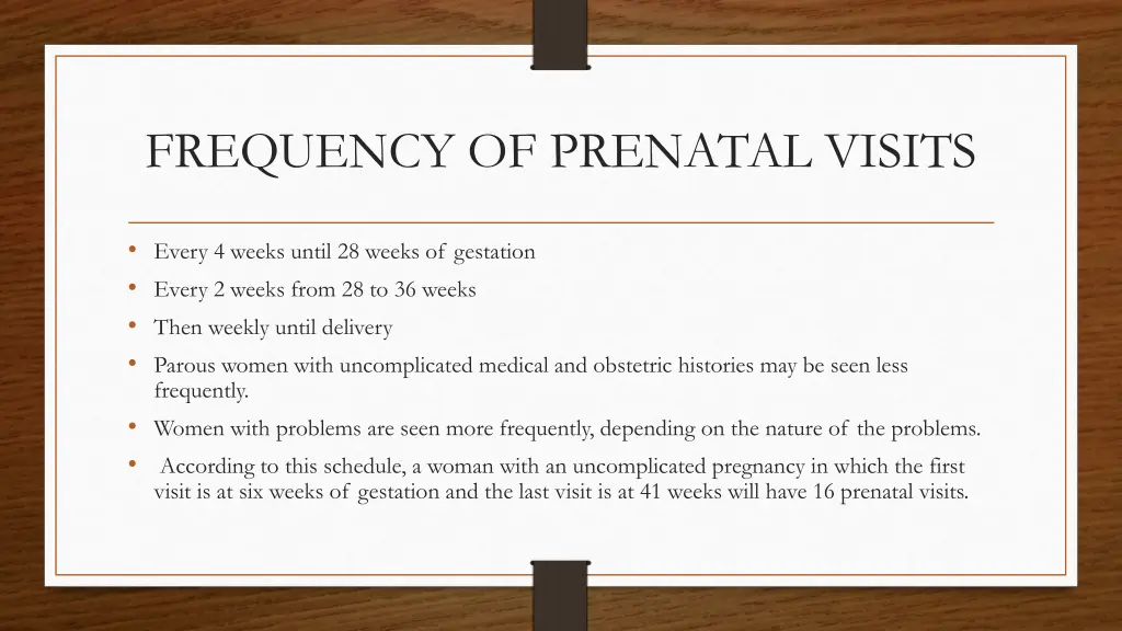 frequency of prenatal visits