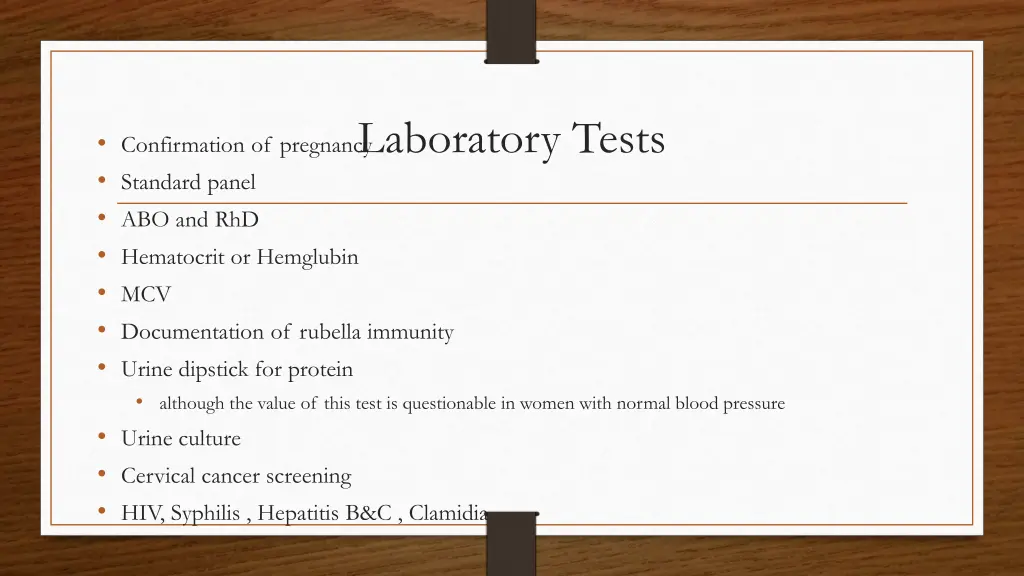 laboratory tests