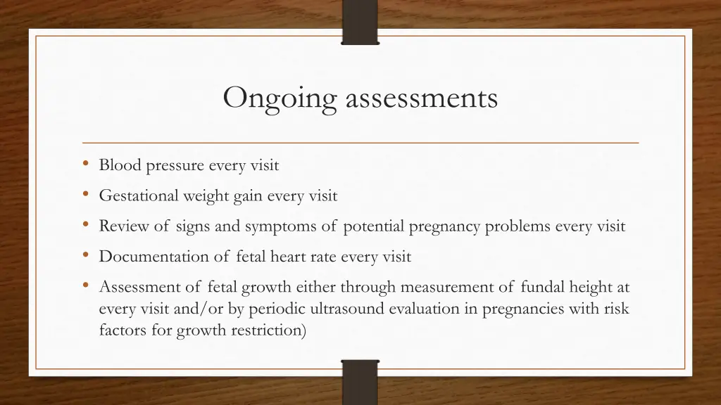 ongoing assessments
