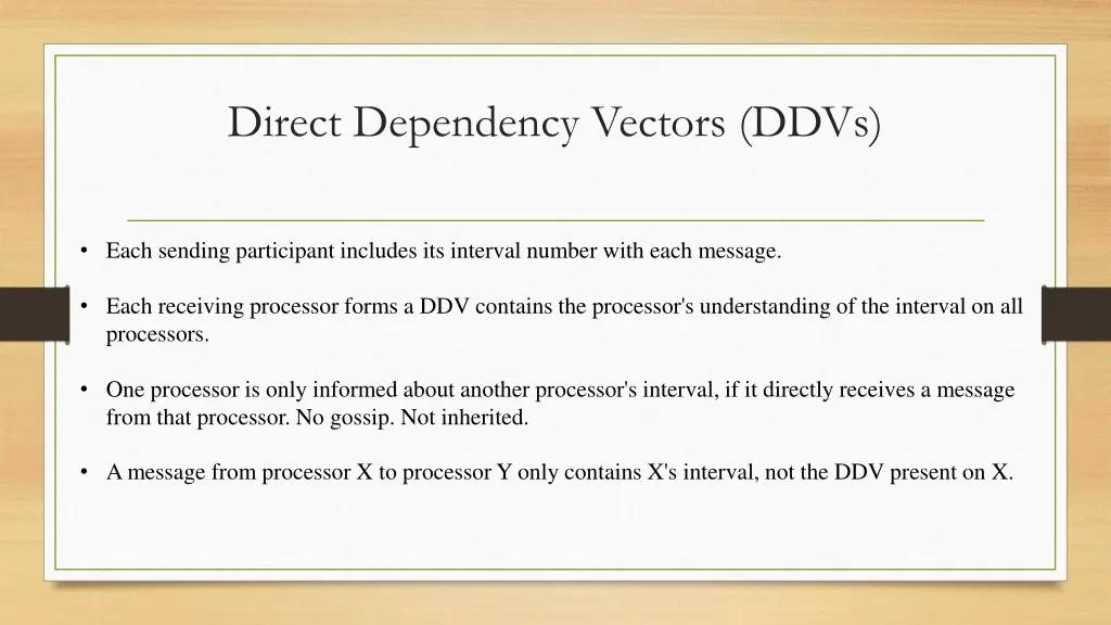 direct dependency vectors ddvs