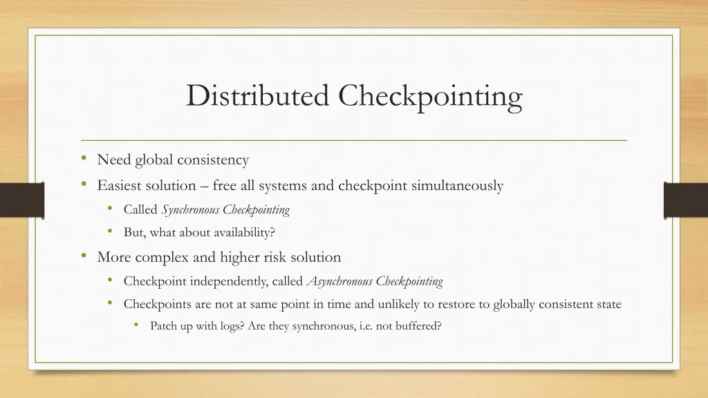 distributed checkpointing