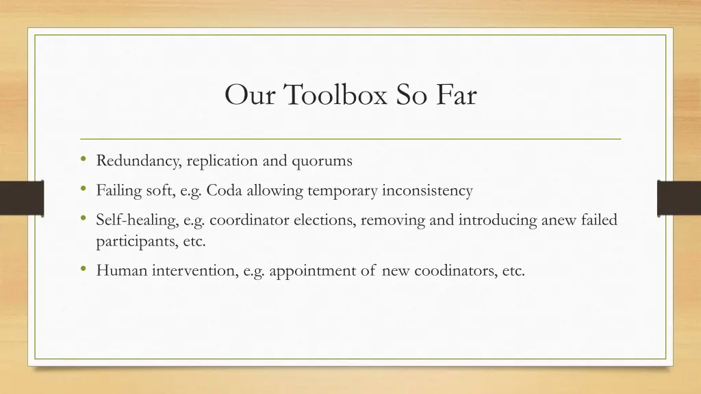 our toolbox so far