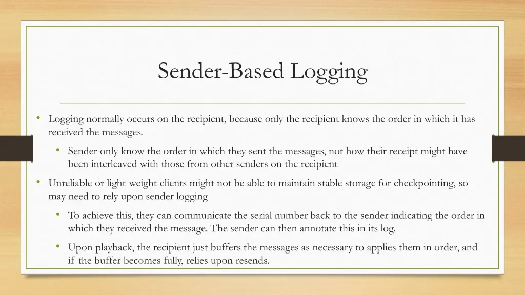 sender based logging