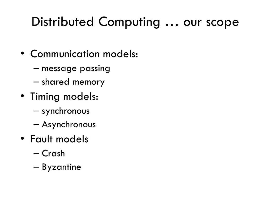 distributed computing our scope