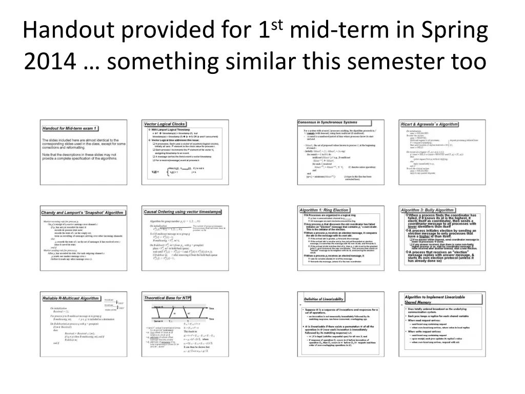 handout provided for 1 st mid term in spring 2014