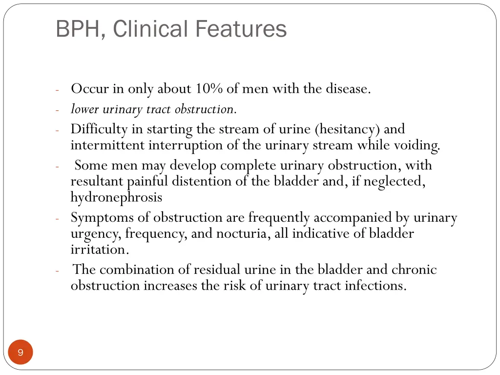 bph clinical features