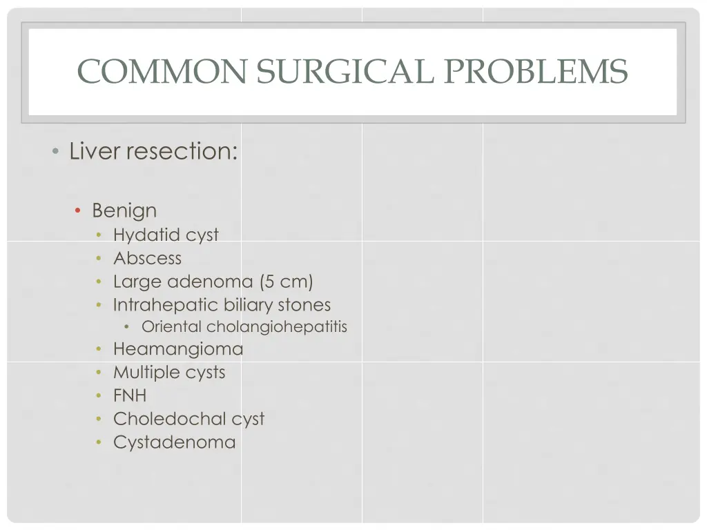 common surgical problems