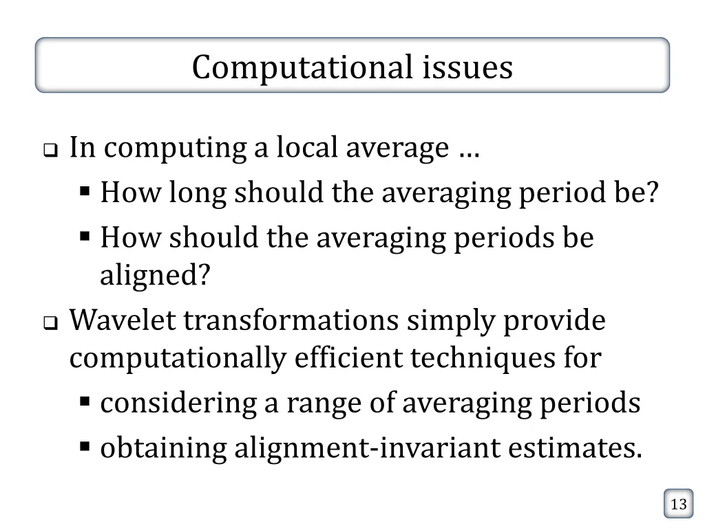 computational issues
