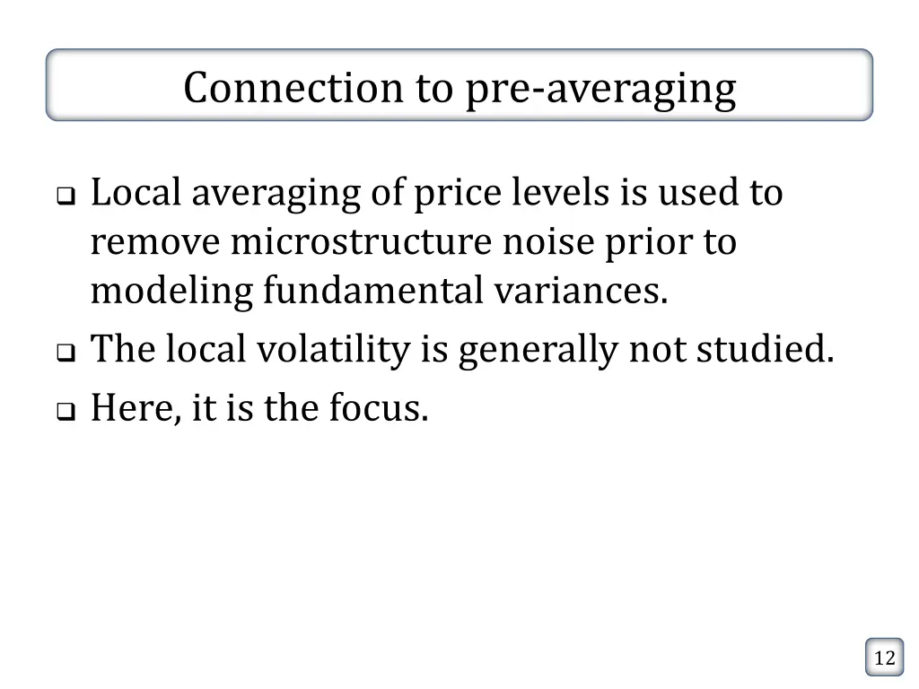 connection to pre averaging