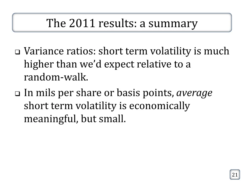 the 2011 results a summary