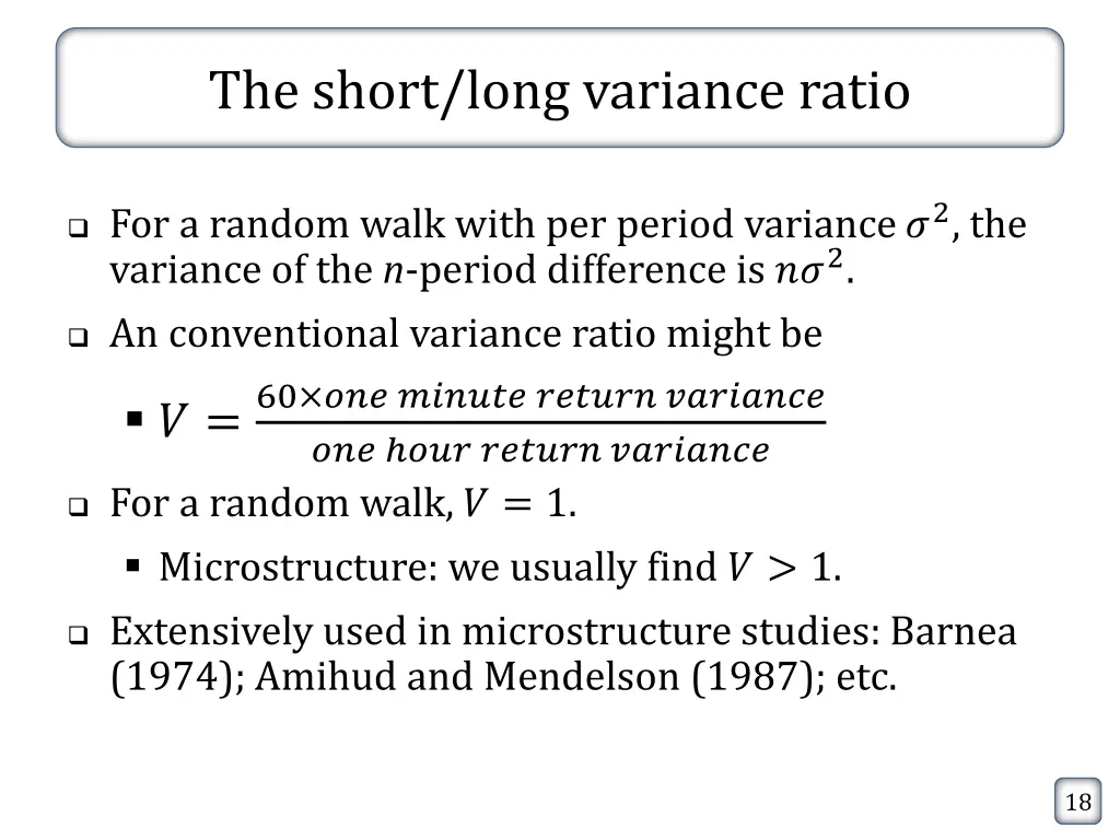 the short long variance ratio