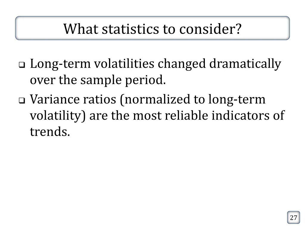 what statistics to consider