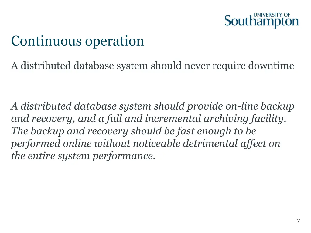 continuous operation