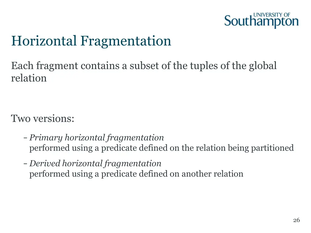 horizontal fragmentation