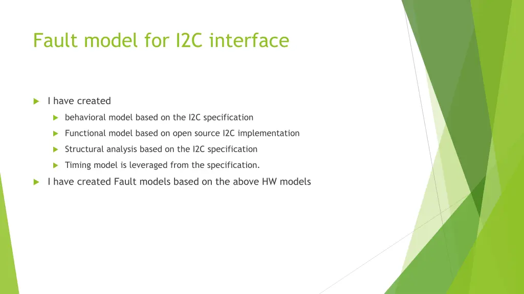 fault model for i2c interface