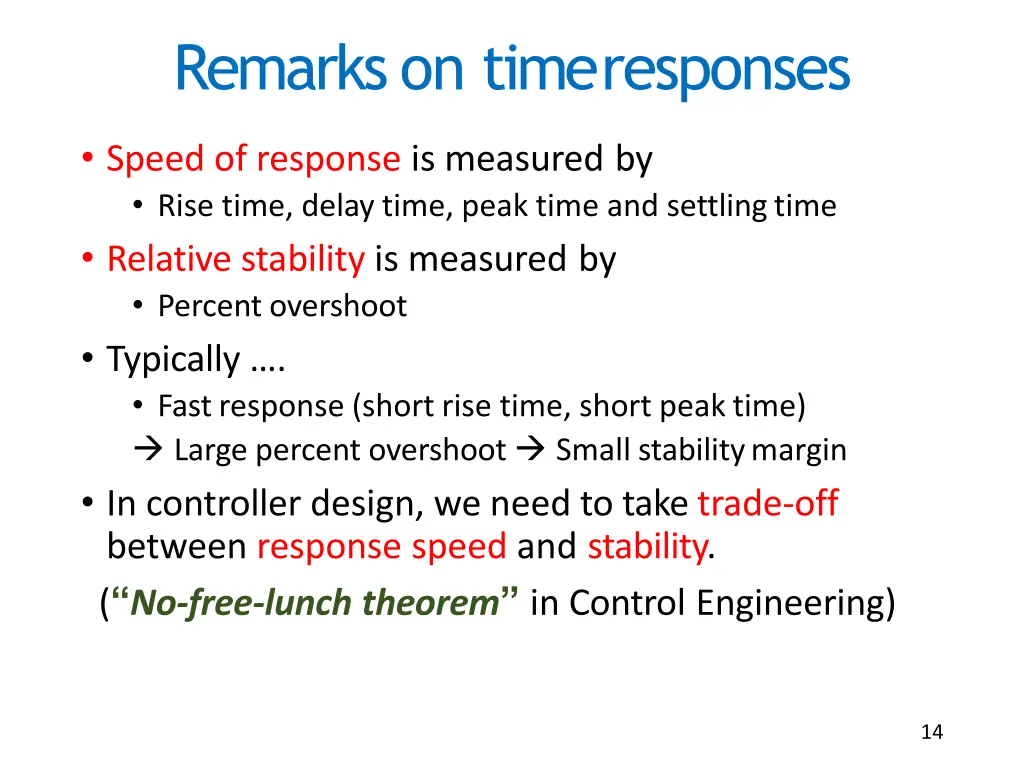 remarks on timeresponses