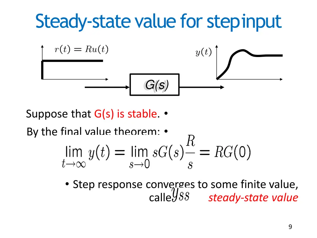 steady state value for stepinput