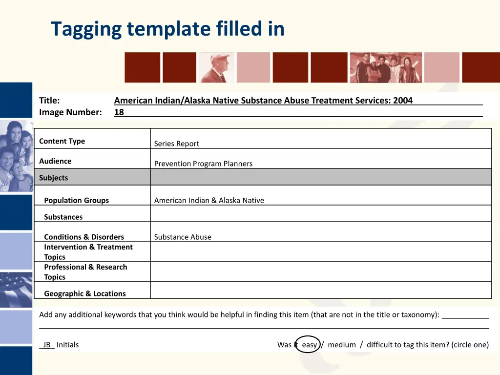 tagging template filled in