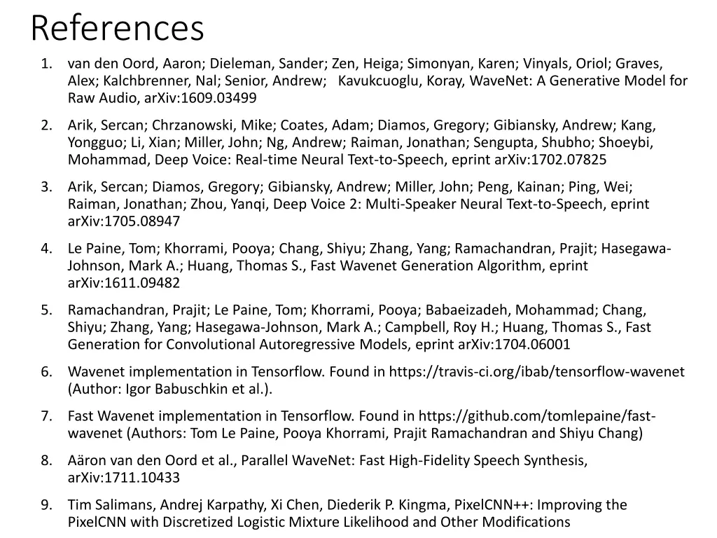 references 1 van den oord aaron dieleman sander