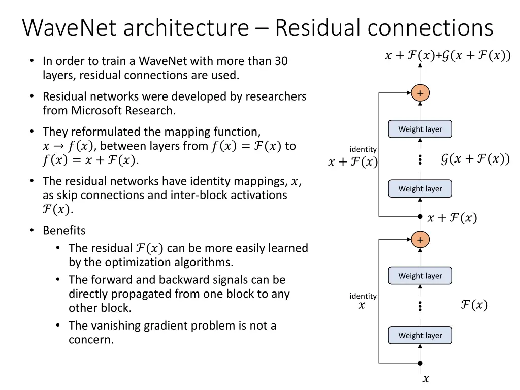 wavenet architecture residual connections