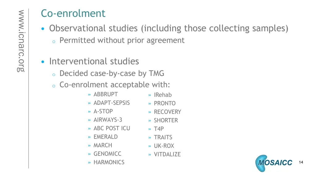 co enrolment observational studies including