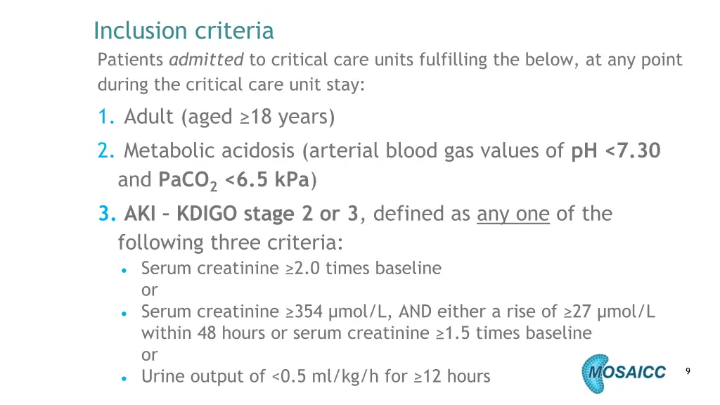 inclusion criteria patients admitted to critical