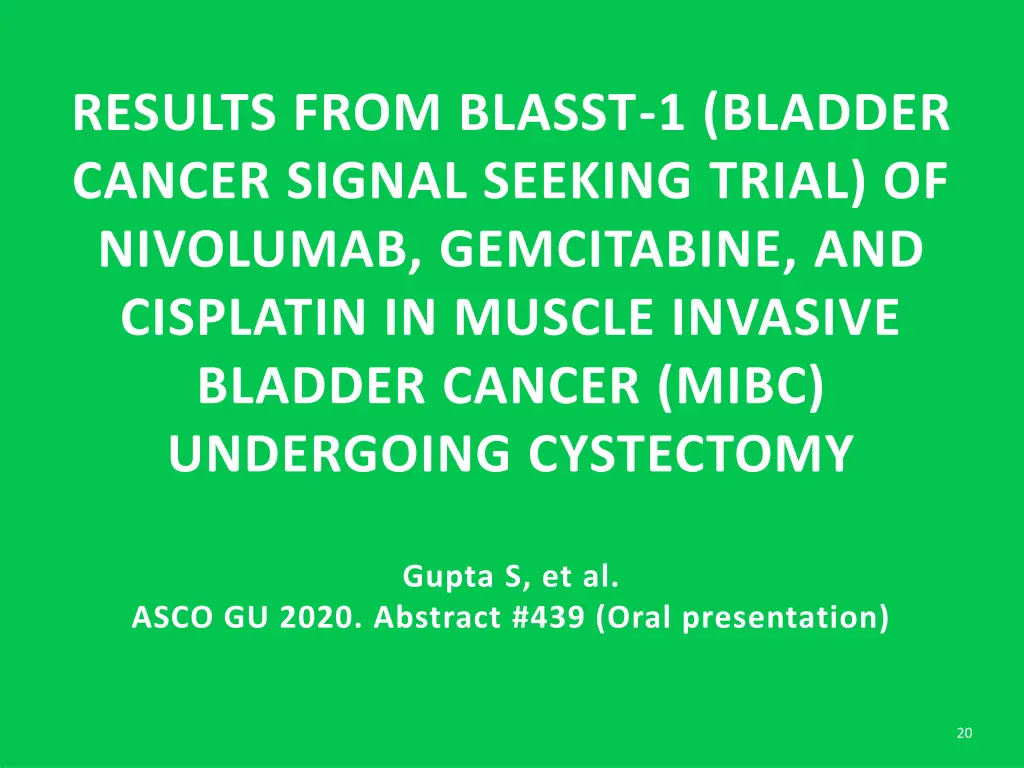 results from blasst 1 bladder cancer signal
