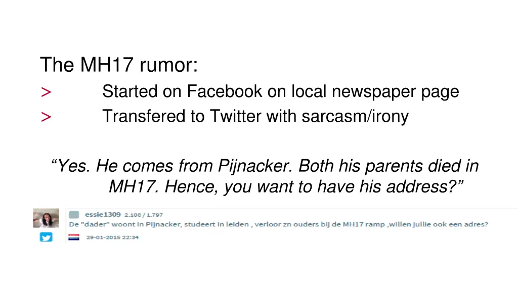 the mh17 rumor started on facebook on local