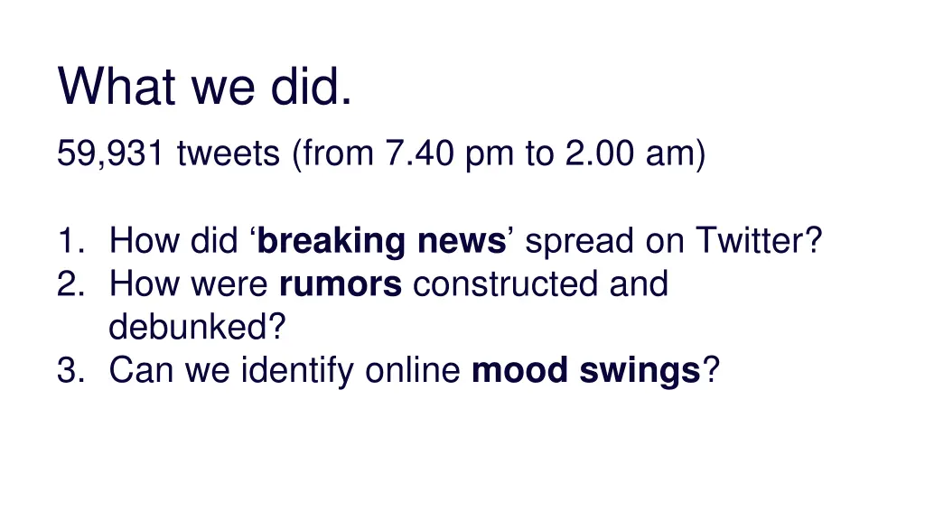 what we did 59 931 tweets from 7 40 pm to 2 00 am
