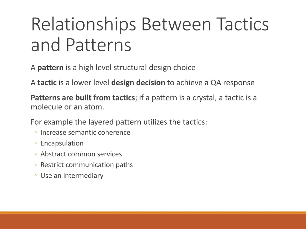 relationships between tactics and patterns