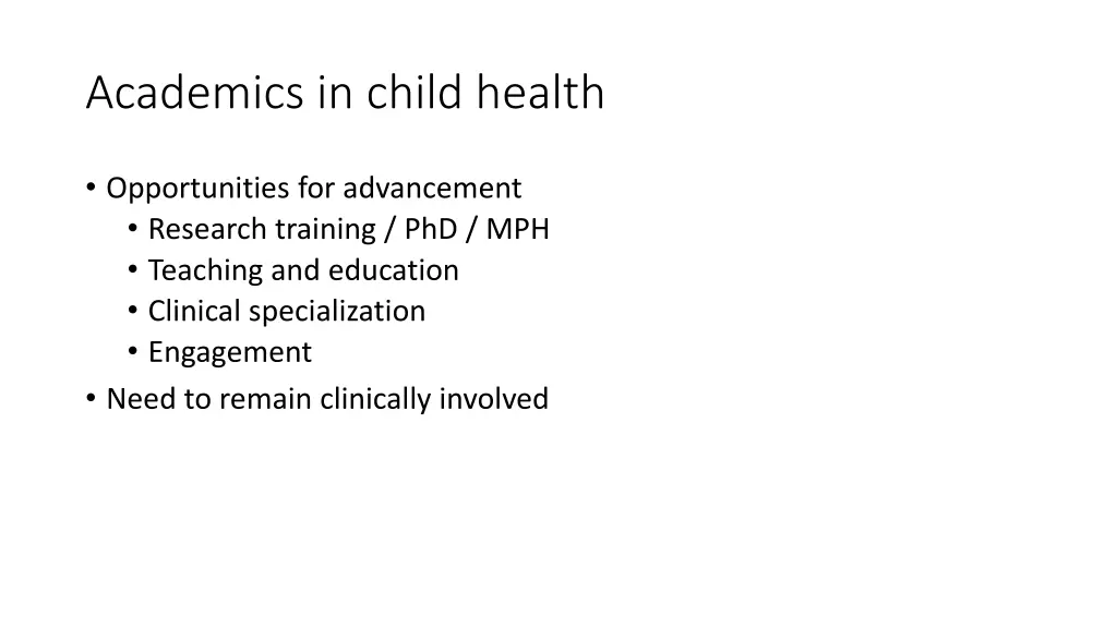 academics in child health